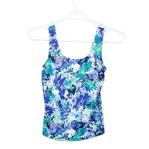 LL Bean BeanSport Swimwear Scoopneck Tankini Top Print Blue Size 4 - Picture 1 of 10